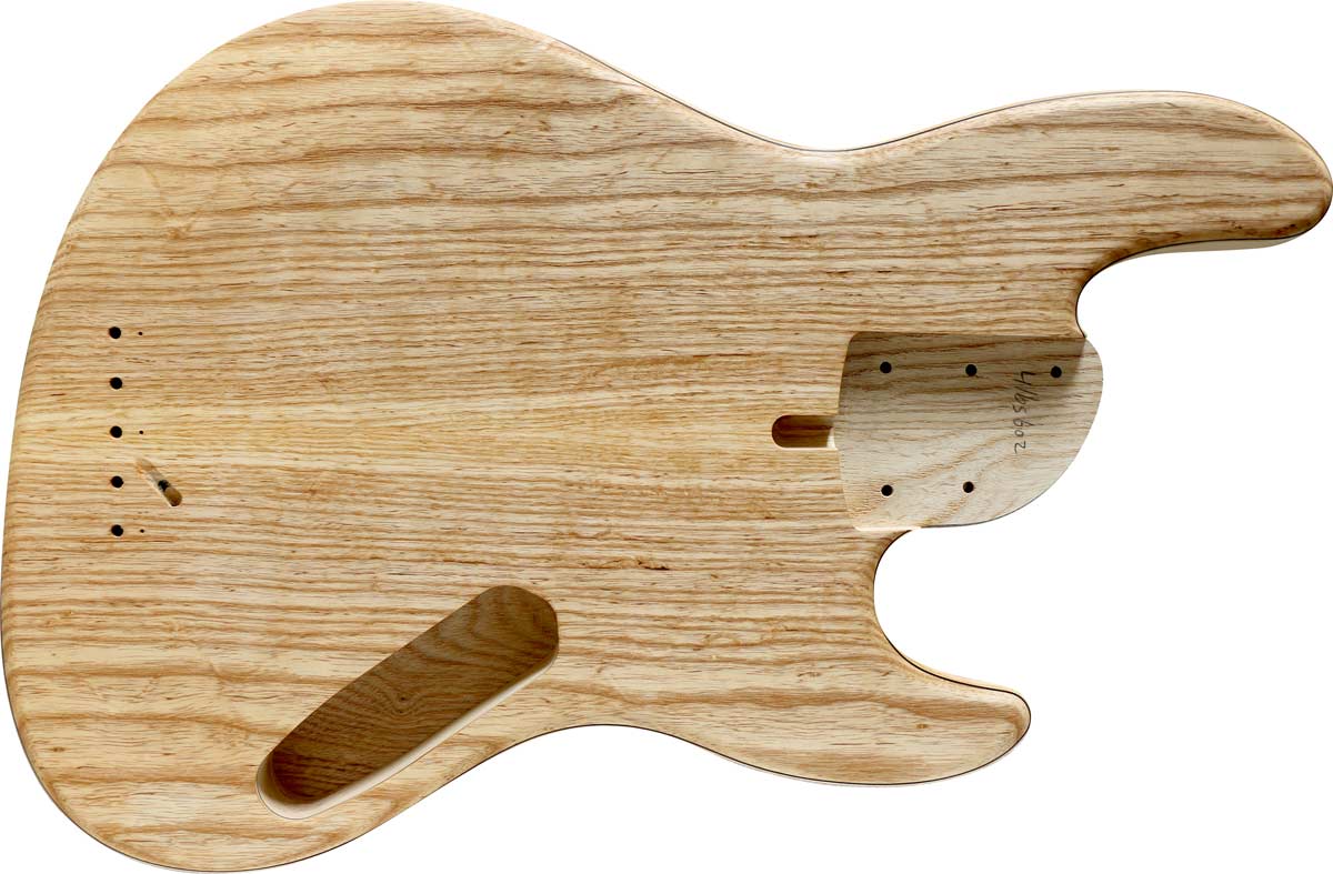 5-string bass body with an ash top and body