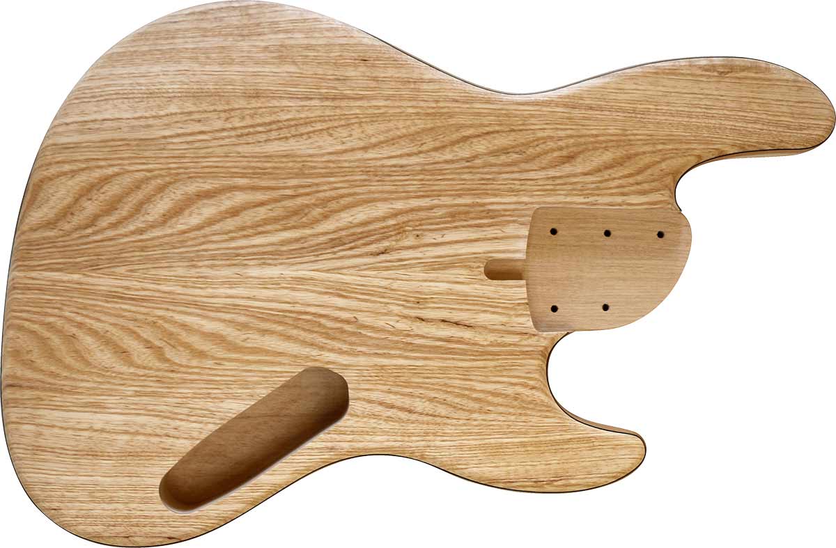 5-string bass body with an ash top and alder body